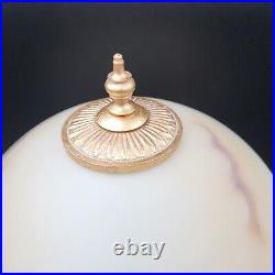 Vintage Marble & Gilt Lamp With Slag Alabaster Glass Dome Shade 24H