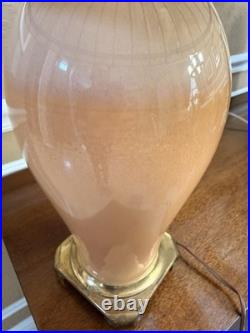 Vintage Mid-Century Pagoda Lamp Apricot Slag Glass & Ceramic Crescent Brass Mfg