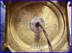 Vintage Mid-Century Pagoda Lamp Apricot Slag Glass & Ceramic Crescent Brass Mfg