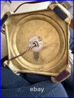 Vintage Mid-Century Pagoda Lamp Apricot Slag Glass & Ceramic Crescent Brass Mfg