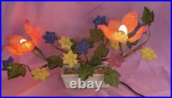 Vintage Mid-Century Venetian Slag Glass Flower Lamp Elegant Handcrafted