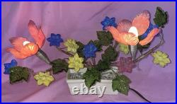 Vintage Mid-Century Venetian Slag Glass Flower Lamp Elegant Handcrafted