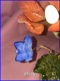 Vintage Mid-Century Venetian Slag Glass Flower Lamp Elegant Handcrafted