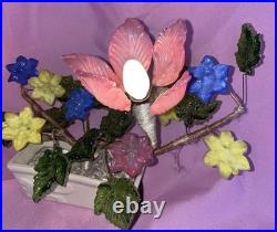 Vintage Mid-Century Venetian Slag Glass Flower Lamp Elegant Handcrafted