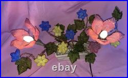 Vintage Mid-Century Venetian Slag Glass Flower Lamp Elegant Handcrafted
