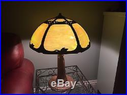Vintage Miller 6 Slag Glass Lamp Beautiful Green Glass