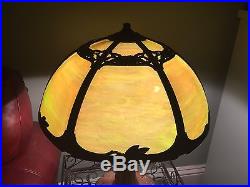 Vintage Miller 6 Slag Glass Lamp Beautiful Green Glass