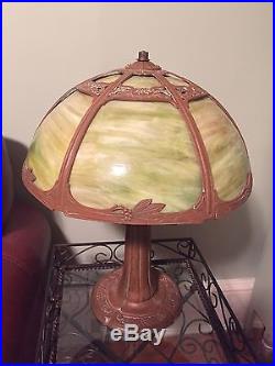 Vintage Miller 6 Slag Glass Lamp Beautiful Green Glass