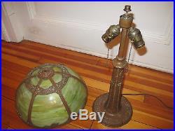 Vintage Miller 6 Slag Glass Lamp Beautiful Green Glass