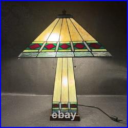 Vintage Mission Arts Crafts Style 22 Stained Glass Table Lamp Slag Light a