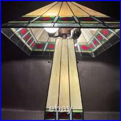 Vintage Mission Arts Crafts Style 22 Stained Glass Table Lamp Slag Light a