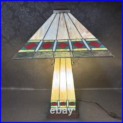 Vintage Mission Arts Crafts Style 22 Stained Glass Table Lamp Slag Light a