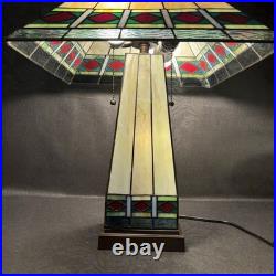 Vintage Mission Arts Crafts Style 22 Stained Glass Table Lamp Slag Light a