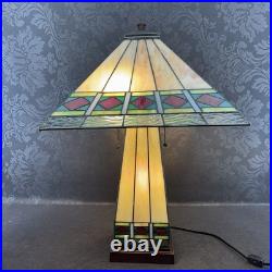 Vintage Mission Arts Crafts Style 22 Stained Glass Table Lamp Slag Light a