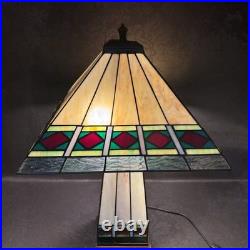 Vintage Mission Arts Crafts Style 22 Stained Glass Table Lamp Slag Light a