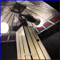 Vintage Mission Arts Crafts Style 22 Stained Glass Table Lamp Slag Light a