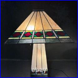 Vintage Mission Arts Crafts Style 22 Stained Glass Table Lamp Slag Light a