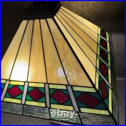 Vintage Mission Arts Crafts Style 22 Stained Glass Table Lamp Slag Light a