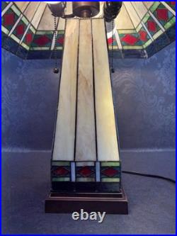 Vintage Mission Arts Crafts Style 22 Stained Glass Table Lamp Slag Light a
