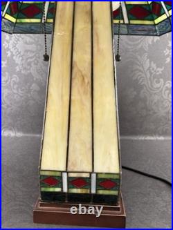 Vintage Mission Arts Crafts Style 22 Stained Glass Table Lamp Slag Light a