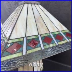 Vintage Mission Arts Crafts Style 22 Stained Glass Table Lamp Slag Light a