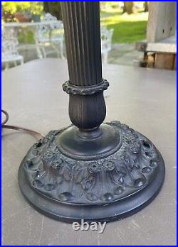 Vintage Mission Arts & Crafts Style Slag Glass Table Lamp