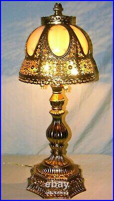 Vintage Moorish Style Pierced Dome Slag Glass Lamp