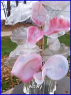 Vintage Murano Singer Venetian Lamp LARGE slag glass flowers pink 1940's