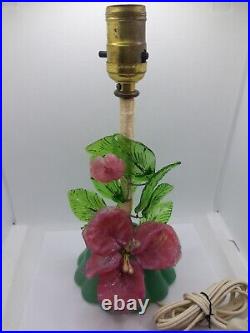 Vintage Murano Venetian Lamp slag glass flowers pink