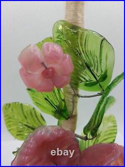 Vintage Murano Venetian Lamp slag glass flowers pink