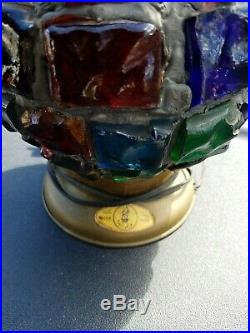 Vintage Nader 9 Chunk Slag Glass Globe Ball Lamp Marsh Style working