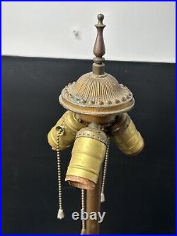 Vintage North West Art Shade Co. Slag Glass And Pot Metal Lighted Lamp Base