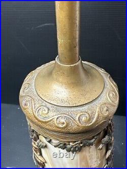 Vintage North West Art Shade Co. Slag Glass And Pot Metal Lighted Lamp Base