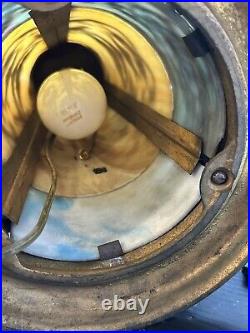 Vintage North West Art Shade Co. Slag Glass And Pot Metal Lighted Lamp Base
