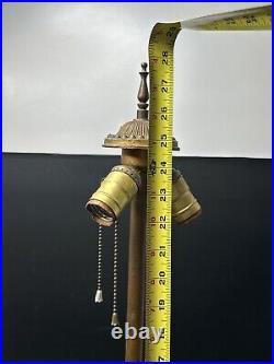 Vintage North West Art Shade Co. Slag Glass And Pot Metal Lighted Lamp Base
