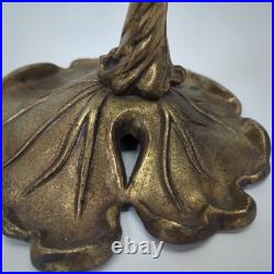 Vintage Nouveau Brass Lily and Vine Table Lamp withCream/Caramel Slag Glass Shade