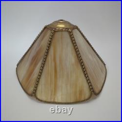 Vintage Nouveau Brass Lily and Vine Table Lamp withCream/Caramel Slag Glass Shade Vintage Nouveau Brass Lily and Vine Table Lamp withCream/Caramel Slag Glass Shade
