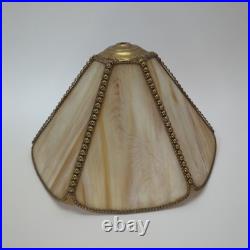 Vintage Nouveau Brass Lily and Vine Table Lamp withCream/Caramel Slag Glass Shade Vintage Nouveau Brass Lily and Vine Table Lamp withCream/Caramel Slag Glass Shade
