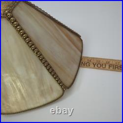 Vintage Nouveau Brass Lily and Vine Table Lamp withCream/Caramel Slag Glass Shade