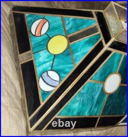 Vintage POOL TABLE Lamp PARTS/REPAIR SLAG Glass MULTI COLOR 40 X 19 PLZ READ