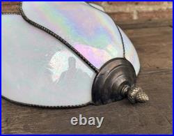 Vintage Pair Mother Of Pearl Slag Glass Tiffany Wall Sconce Lamp Shade Light