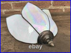 Vintage Pair Mother Of Pearl Slag Glass Tiffany Wall Sconce Lamp Shade Light