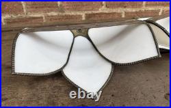 Vintage Pair Mother Of Pearl Slag Glass Tiffany Wall Sconce Lamp Shade Light
