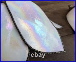 Vintage Pair Mother Of Pearl Slag Glass Tiffany Wall Sconce Lamp Shade Light