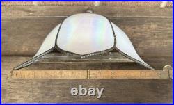 Vintage Pair Mother Of Pearl Slag Glass Tiffany Wall Sconce Lamp Shade Light