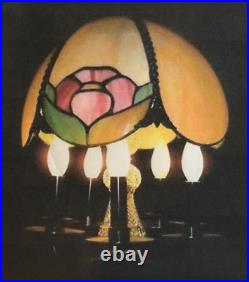 Vintage Petite Slag Glass Chandelier Floral Motif Hanging Light Fixture Lamp