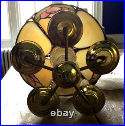 Vintage Petite Slag Glass Chandelier Floral Motif Hanging Light Fixture Lamp