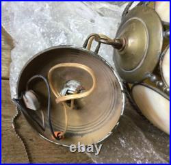Vintage Petite Slag Glass Chandelier Floral Motif Hanging Light Fixture Lamp