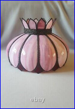 Vintage Pink Slag Glass bent panel Lamp Shade 14