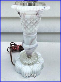 Vintage Purple Slag Swirled Slag Glass Electric Lamp Working
